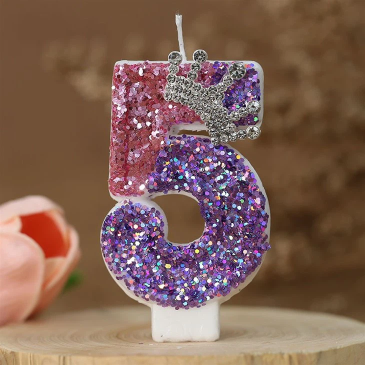 Birthday Candle Color Changing Creative Digital Candle Princess Crown Celebration Candle Decoration