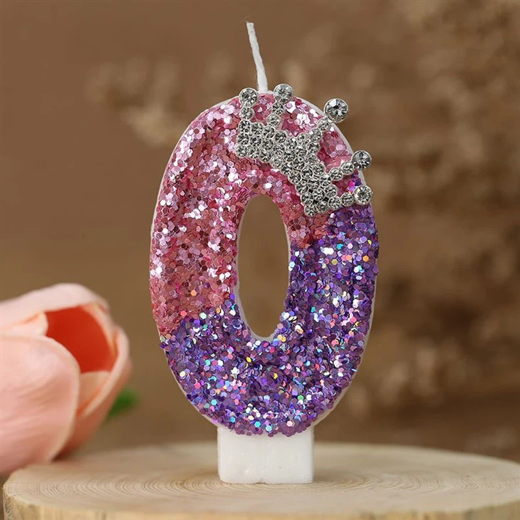 Birthday Candle Color Changing Creative Digital Candle Princess Crown Celebration Candle Decoration