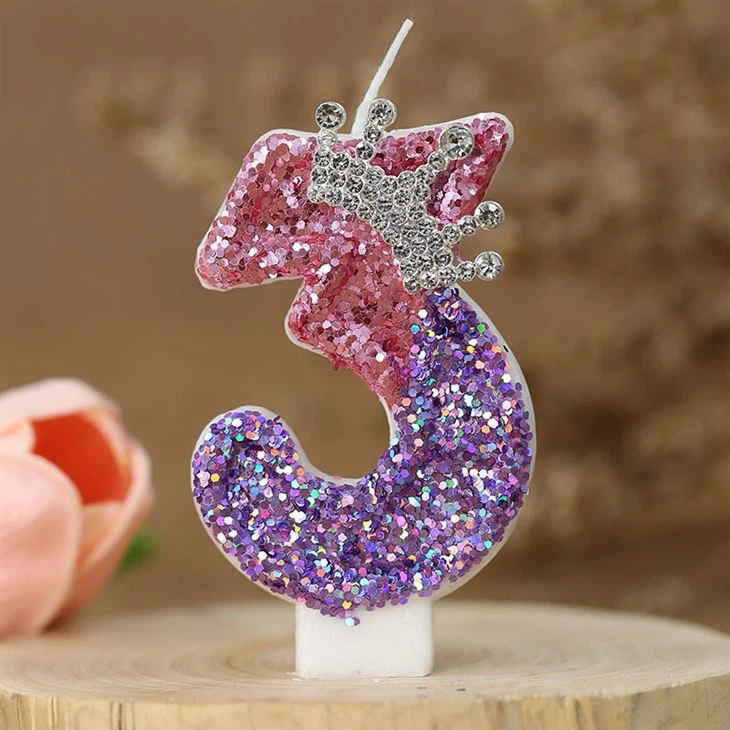 Birthday Candle Color Changing Creative Digital Candle Princess Crown Celebration Candle Decoration