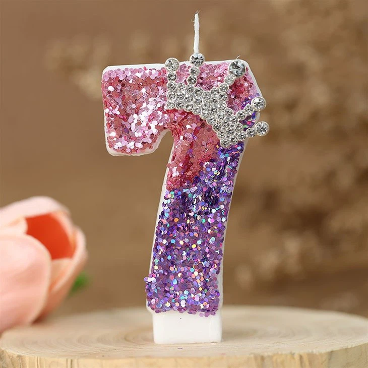 Birthday Candle Color Changing Creative Digital Candle Princess Crown Celebration Candle Decoration