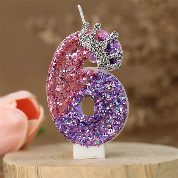 Birthday Candle Color Changing Creative Digital Candle Princess Crown Celebration Candle Decoration