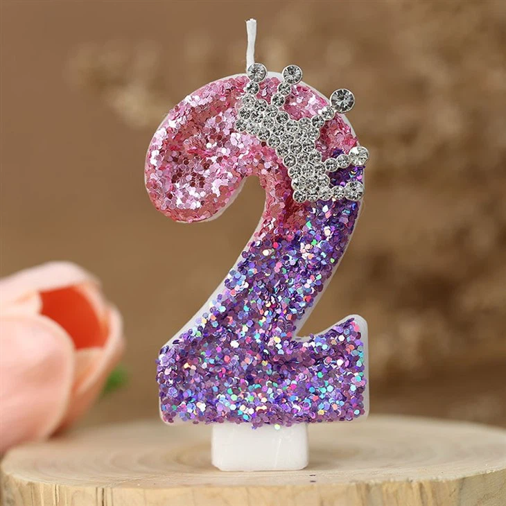 Birthday Candle Color Changing Creative Digital Candle Princess Crown Celebration Candle Decoration